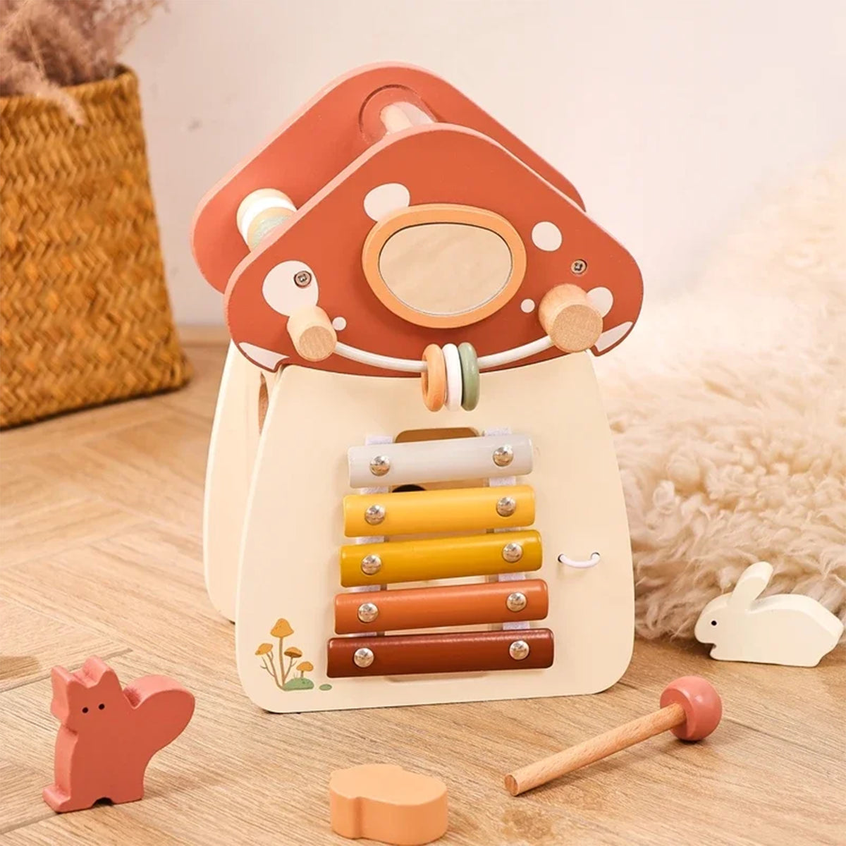Jessruly® Wooden Activity Cube – Montessori Shape Sorter & Noah’s Ark Toy, Multi