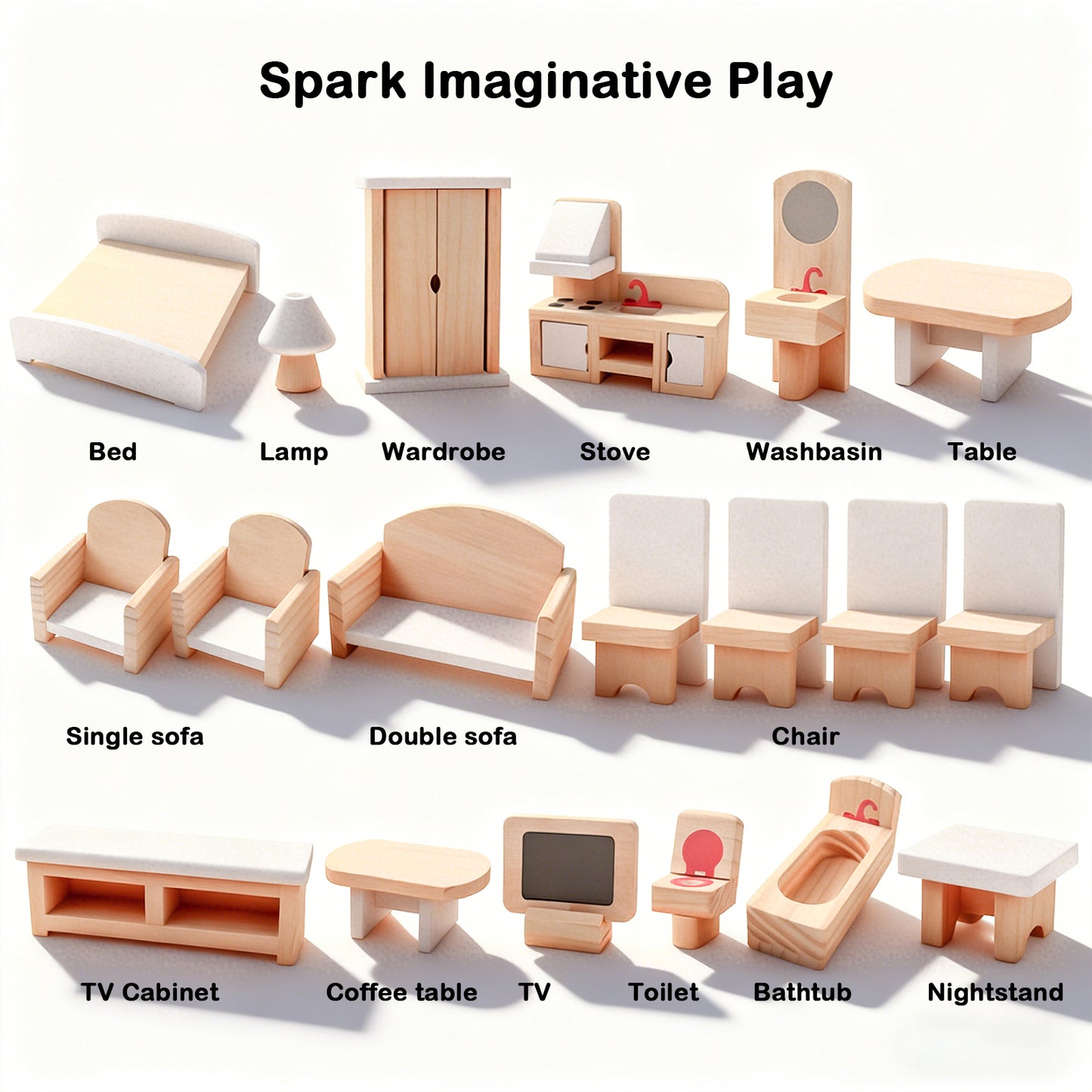 Jessruly® Dream House – Spacious 3-Story Wooden Dollhouse with Realistic Rooms & Furniture, Non-Toxic Water-Based Paint, Durable Beech Wood Construction