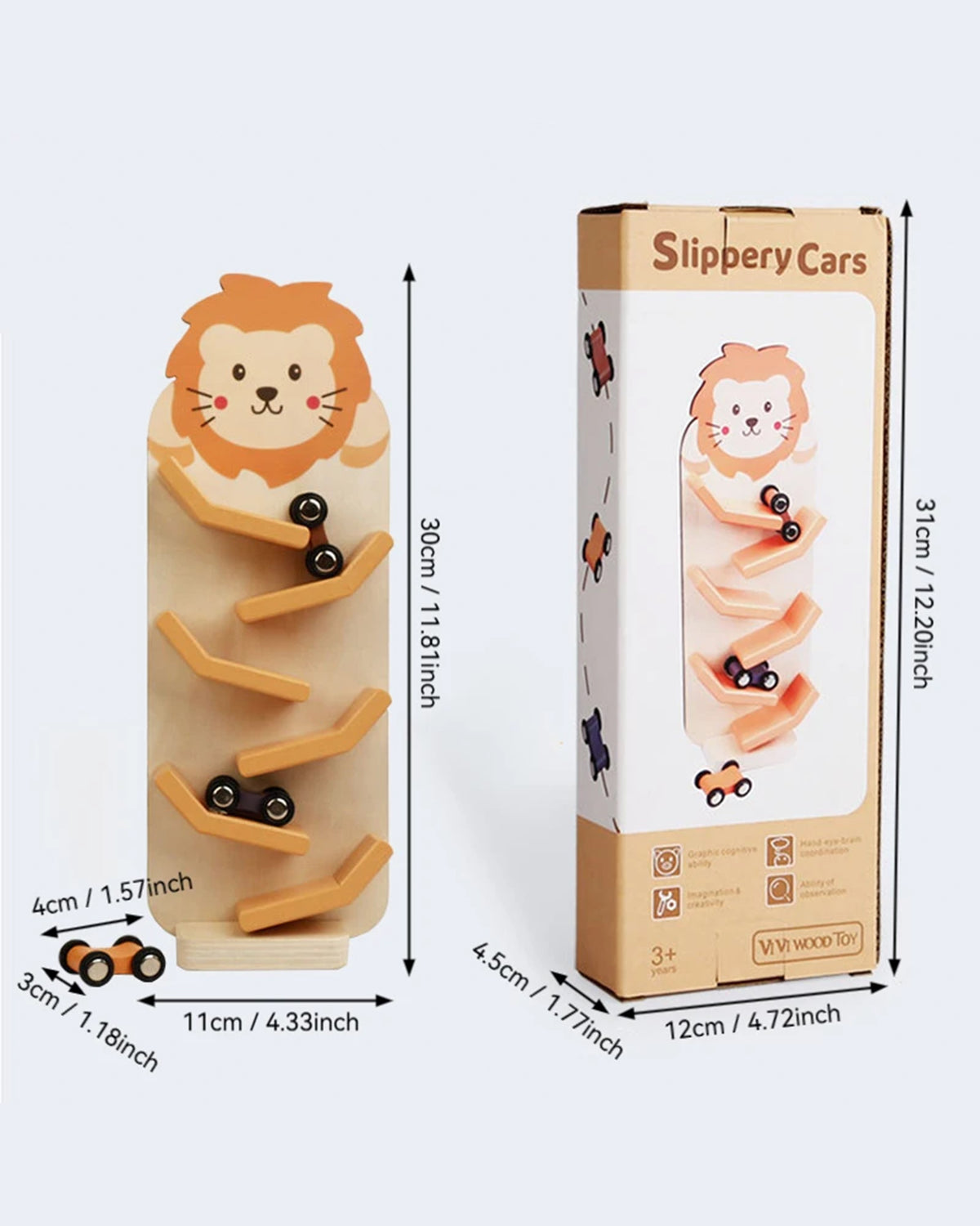 Jessruly® Wooden Race Track – Zig-Zag Car Ramp Toy with Montessori