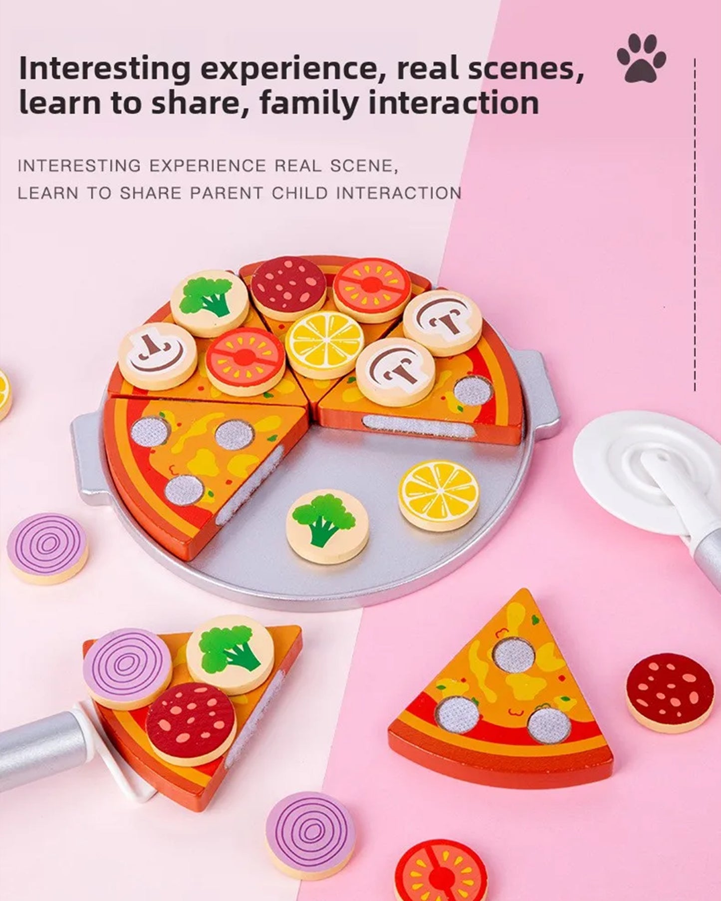 Jessruly® Wooden Pizza Play Set – Pretend Oven Toy with Slicable Pizza & Toppings, Interactive Kitchen Play for Creative Role-Play & Imaginative Learning