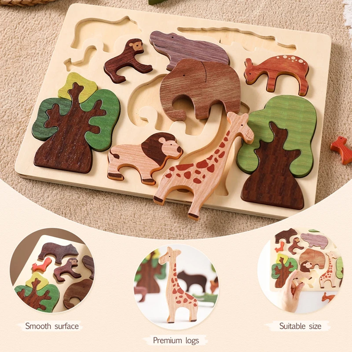 Jessruly® Forest Animals Jigsaw Puzzle Board with Pegs