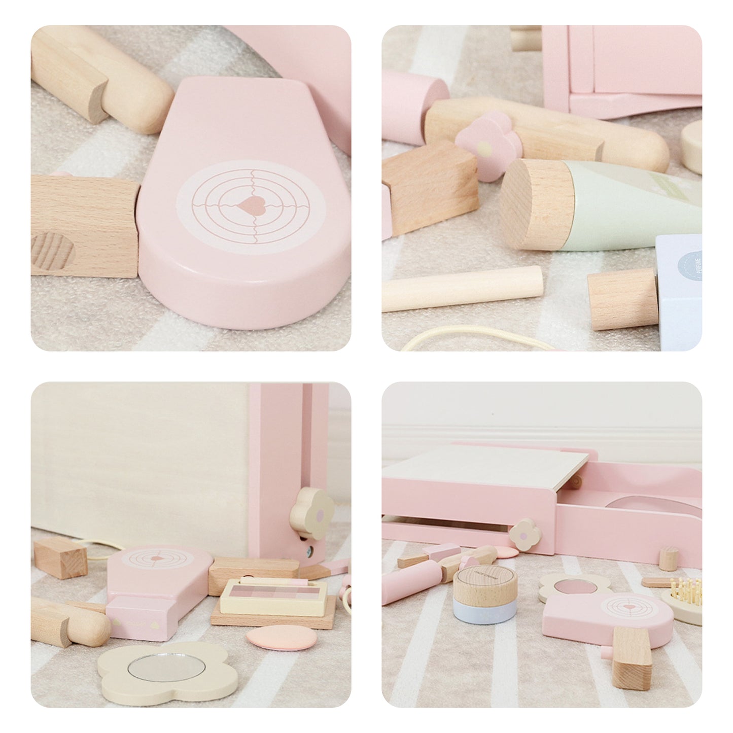 Jessruly® Wooden Makeup Play Set – Pretend Vanity Studio with Realistic Accessories, Creative Dress-Up Role-Play & Imaginative Pretend Play Kit