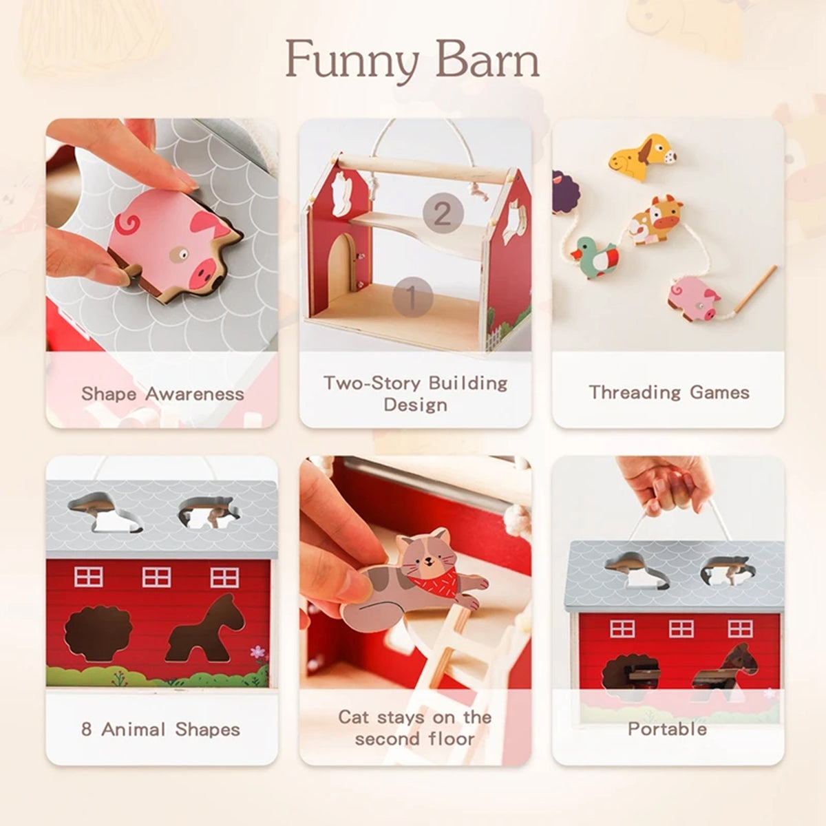 Jessruly® Montessori Wooden Farm Puzzle