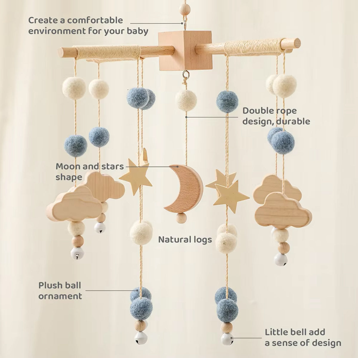 Jessruly® Baby Crib Nursery Mobile Star Moon