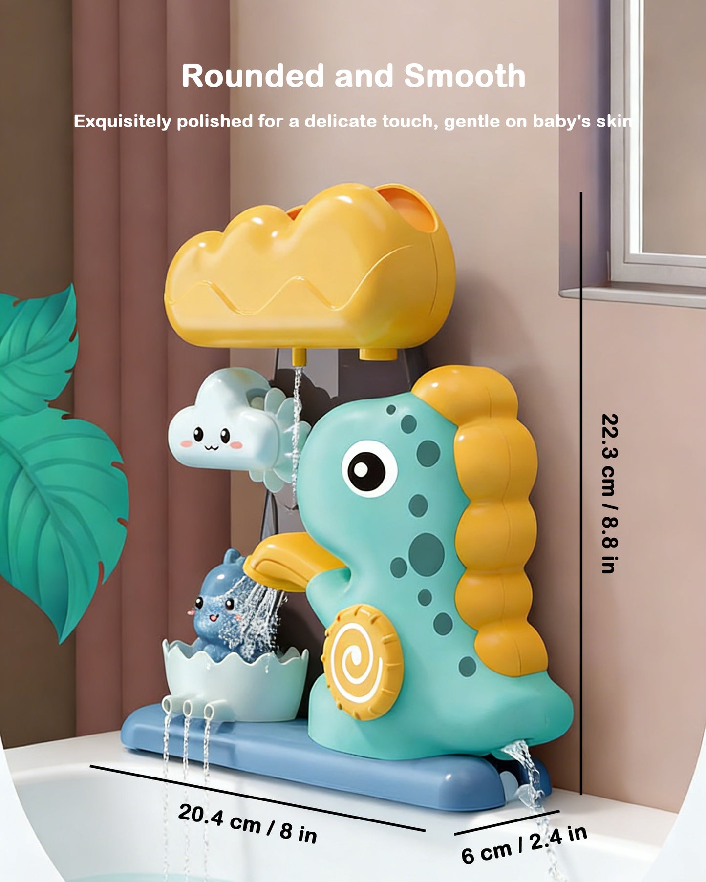 Jessruly® Jouets de bain dinosaure – Ensemble de jeux aquatiques amusants pour le bain, jouets de baignoire en plastique ABS sans moisissure avec des bords lisses et sûrs