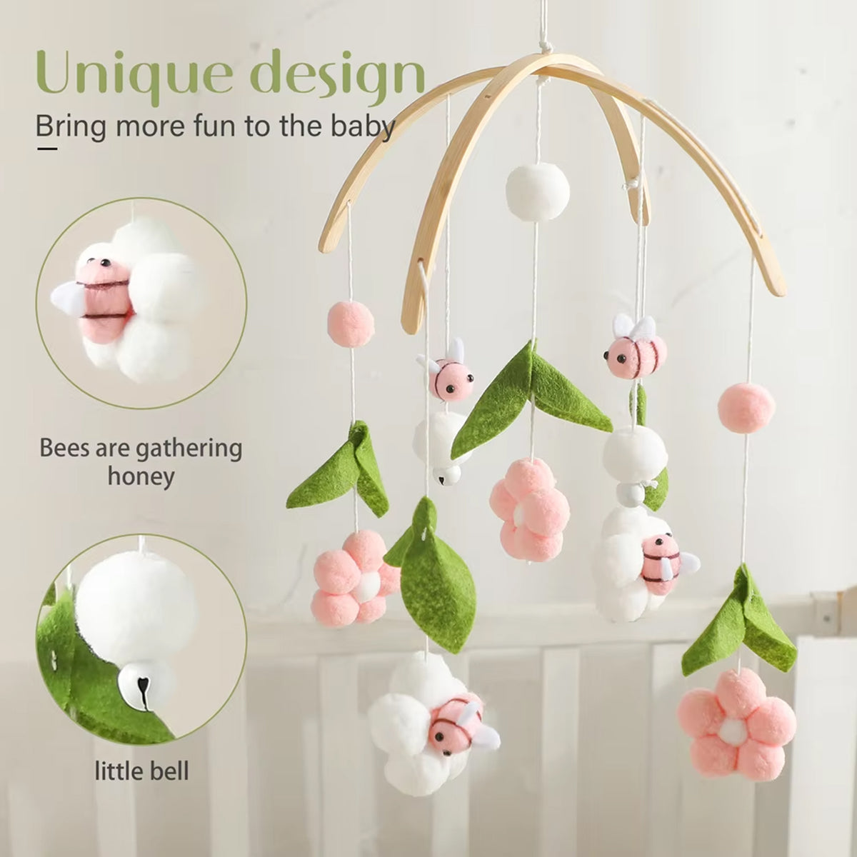 Jessruly® Boho Bee Flower Nursery Decor Soothe Toy