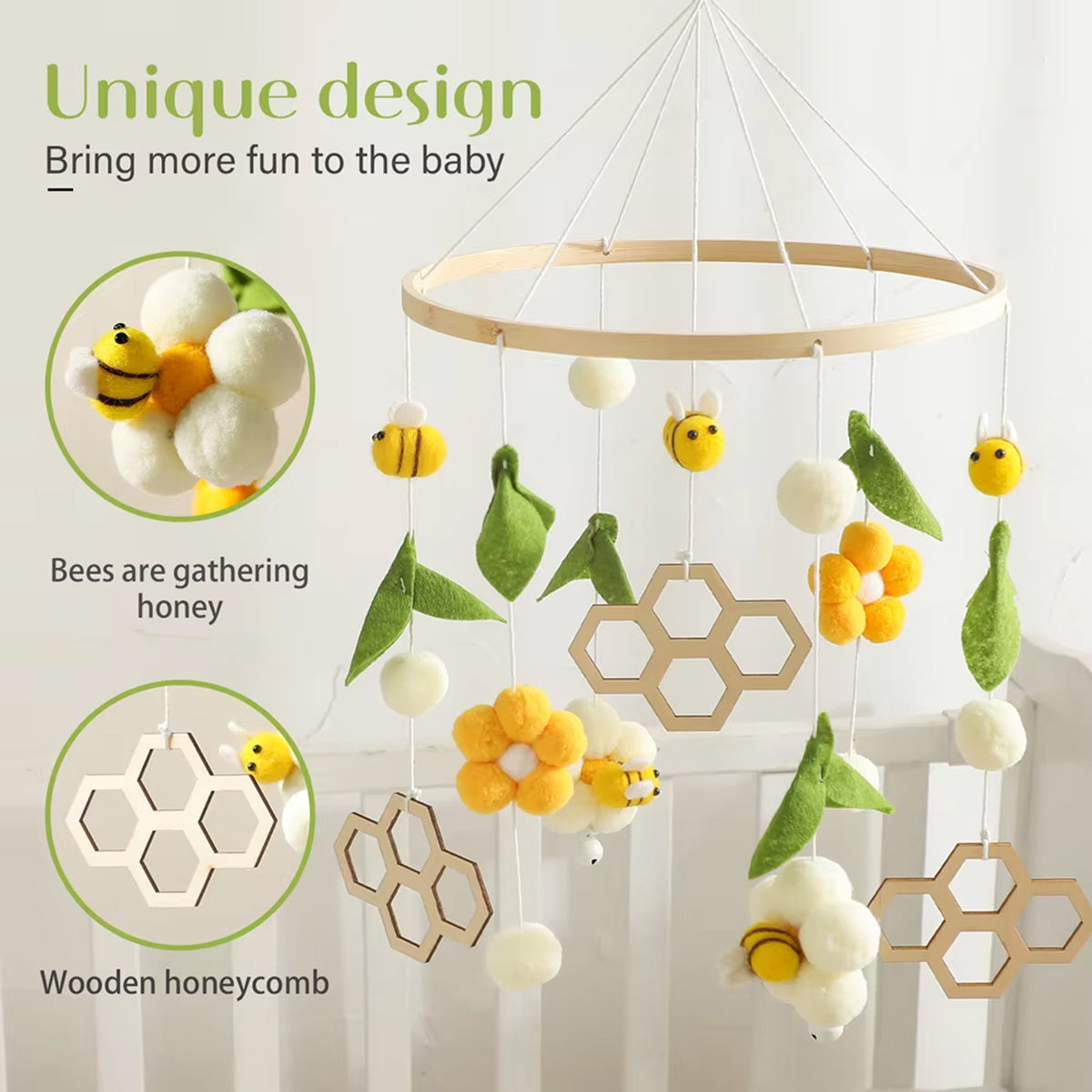 Jessruly® Boho Bee Flower Nursery Decor Soothe Toy