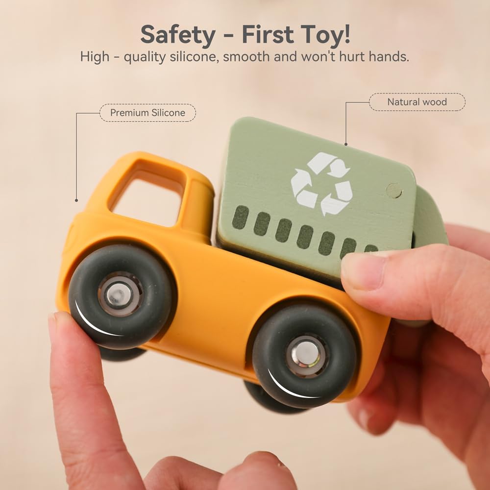 Jessruly® Wooden & Silicone Toy Cars Set