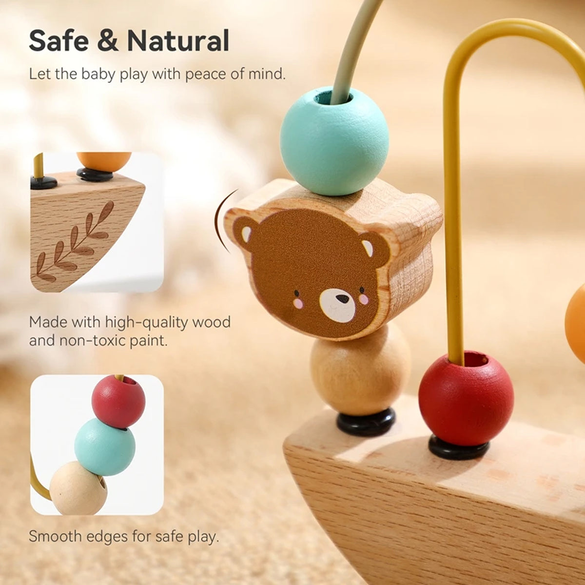 Jessruly® Wooden Cartoon Animal Beading Game