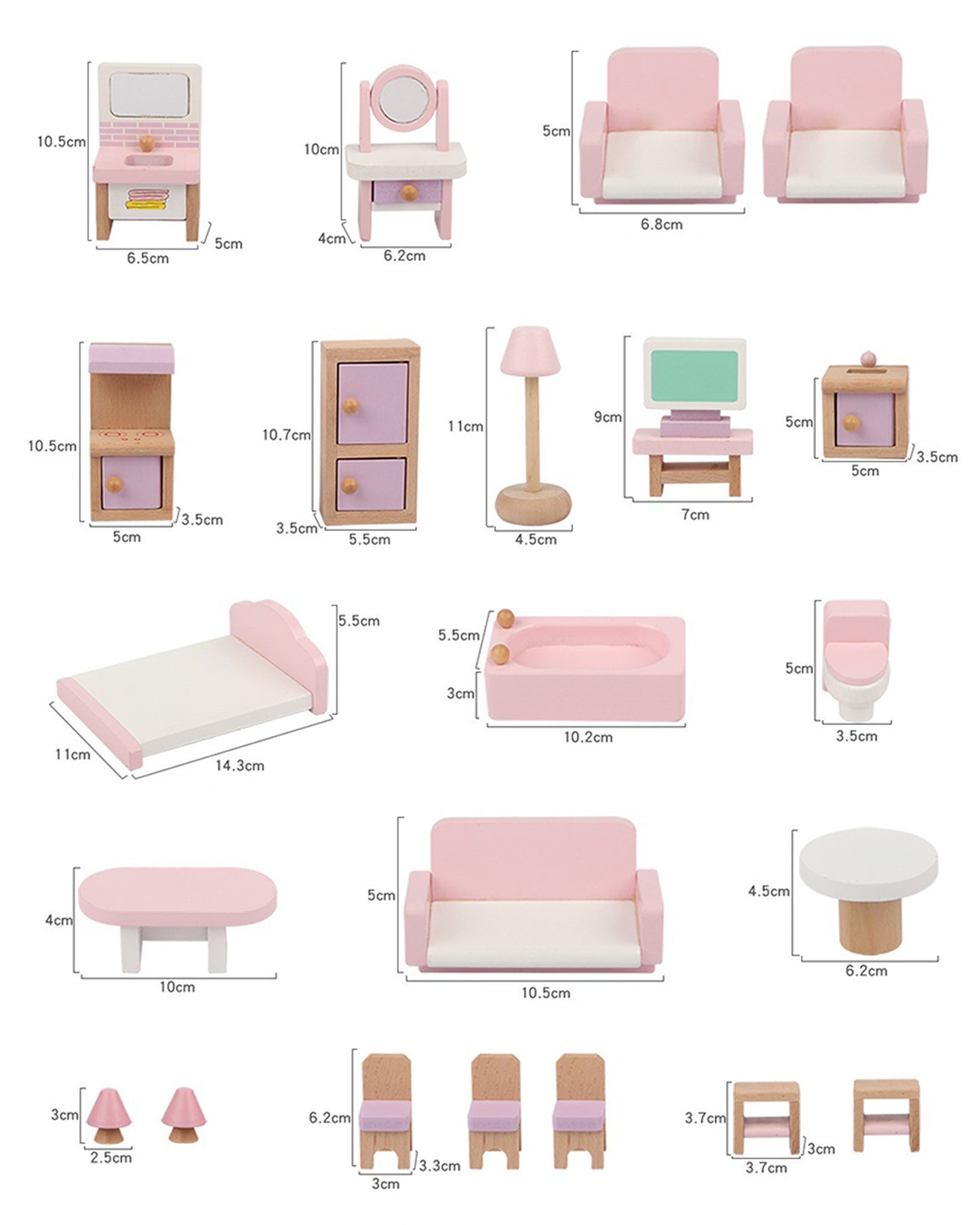 Jessruly® Wooden 3-Story Dollhouse – DIY Tiny House Playset with Multi-Room Layout, Imaginative Playhouse for Creative Storytelling & Pretend Play