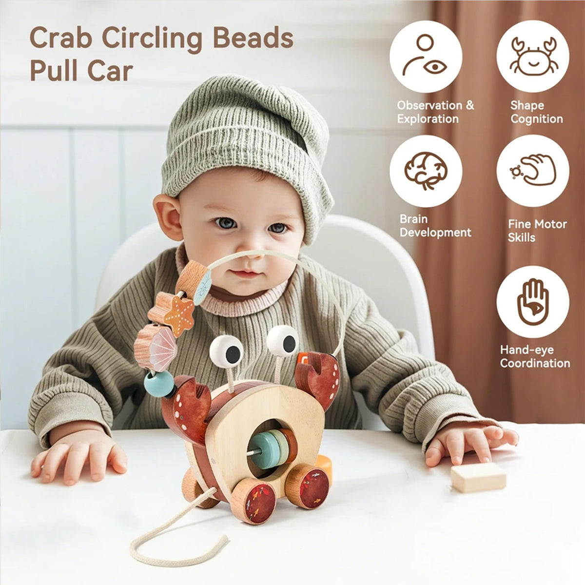Jessruly® Wooden Crab Pull Toy