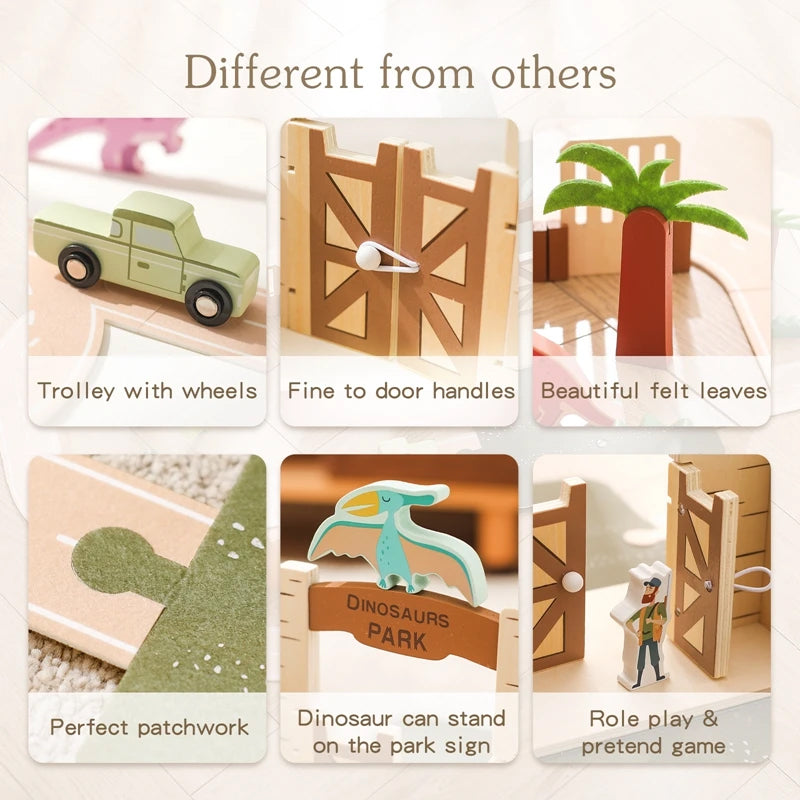 Jessruly® Wooden Dinosaur & Animal Barn Play Set