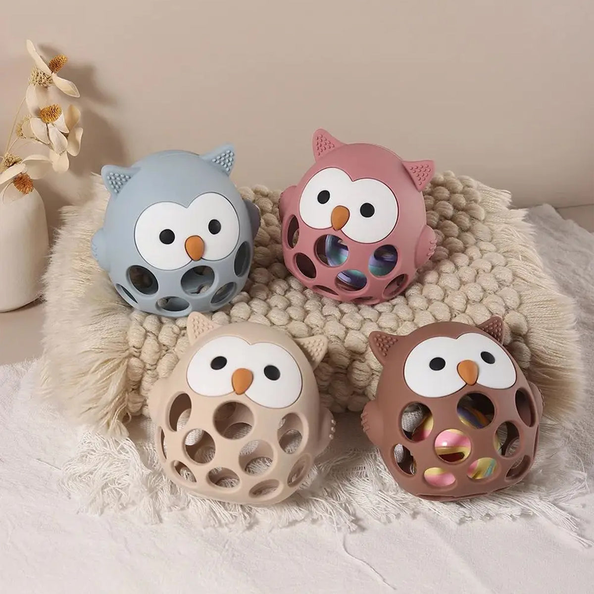 Jessruly® Owl-Shaped Silicone Teether Glove with Pacifier Clip