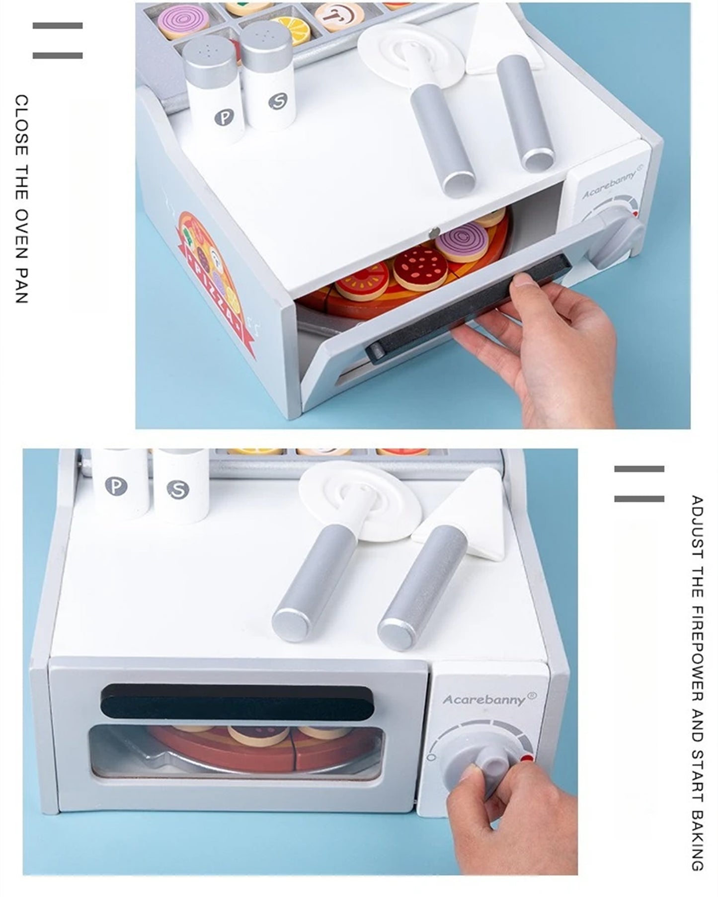 Jessruly® Wooden Pizza Play Set – Pretend Oven Toy with Slicable Pizza & Toppings, Interactive Kitchen Play for Creative Role-Play & Imaginative Learning