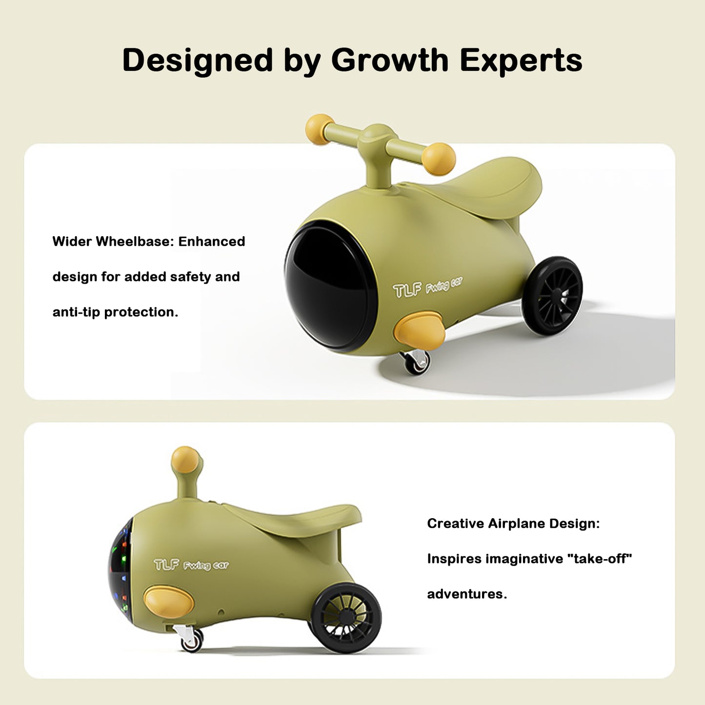 Jessruly® Voiture culbuto avion – Véhicule porteur interactif avec lumières et musique, voiture tamponneuse électrique au design amusant
