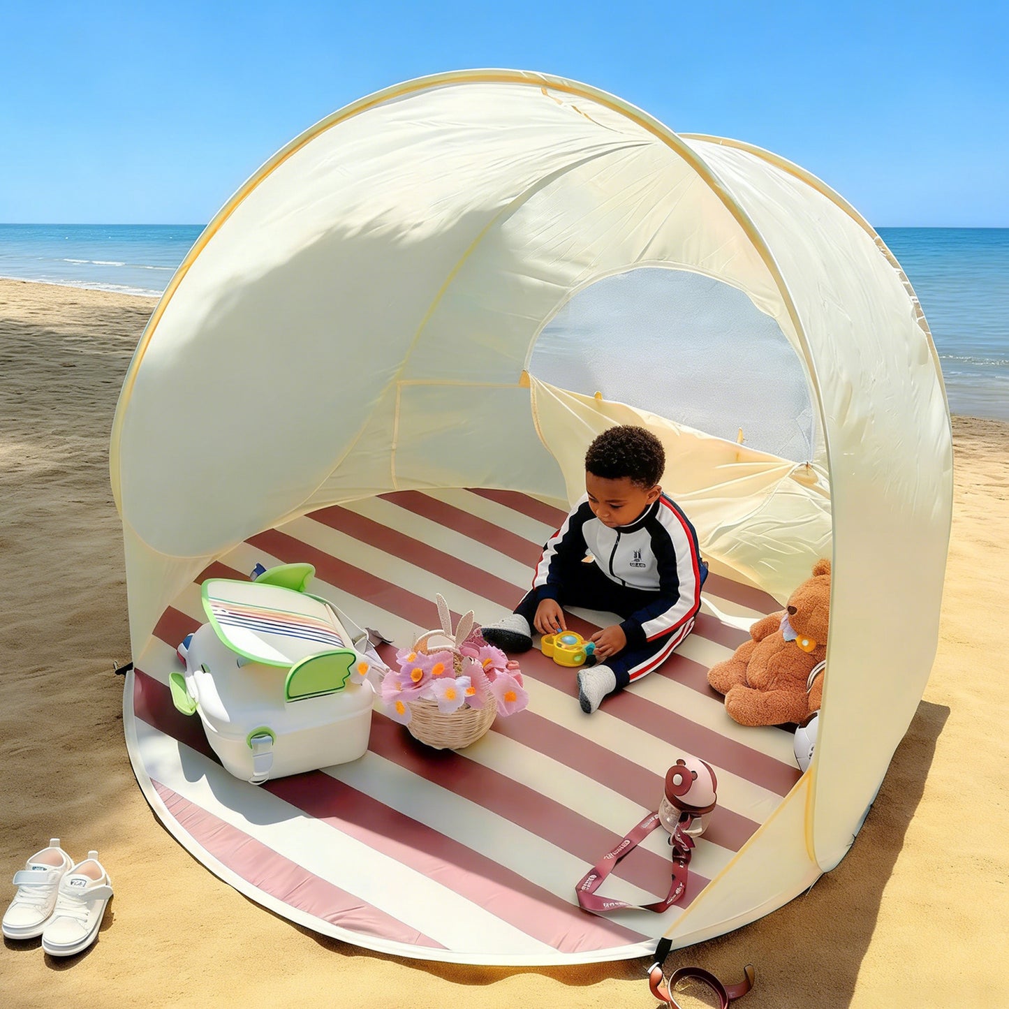 Tente de plage pop-up Jessruly® – Abri solaire pliable instantané pour les aventures en plein air, tente portable anti-UV pour la plage, le camping et la famille