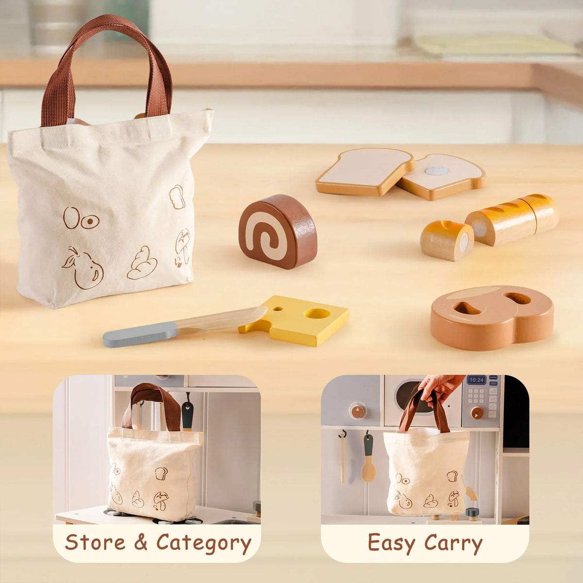 Jessruly® Wooden Play Food Set – Premium Fruit & Vegetable Toys for Play Kitchen