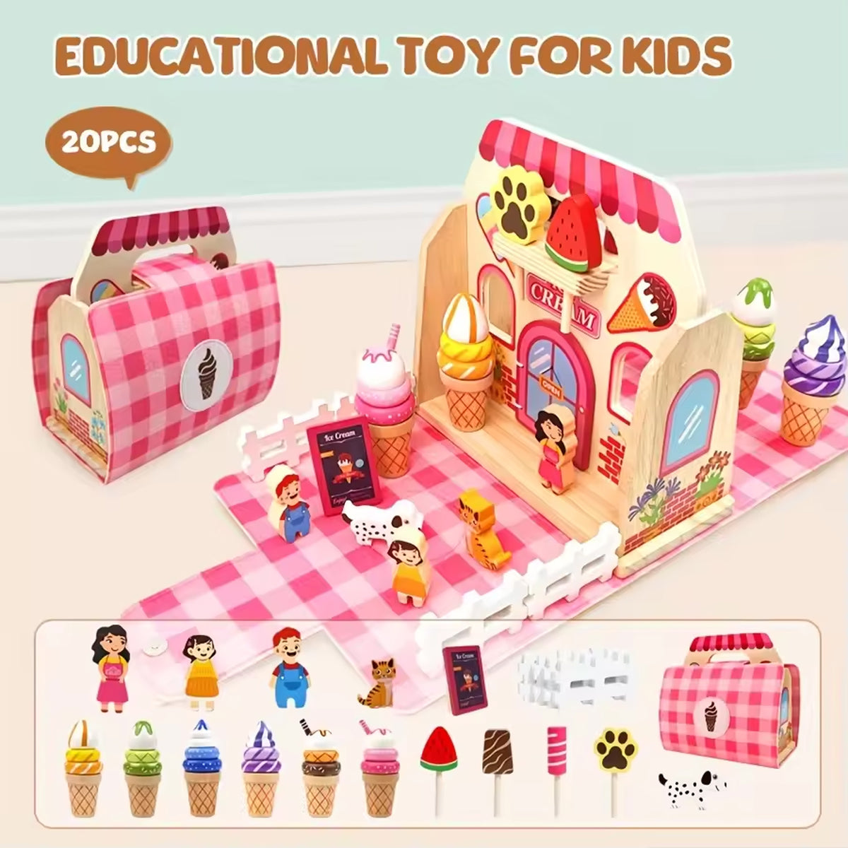 Jessruly® Wooden Shop Pretend Play Set