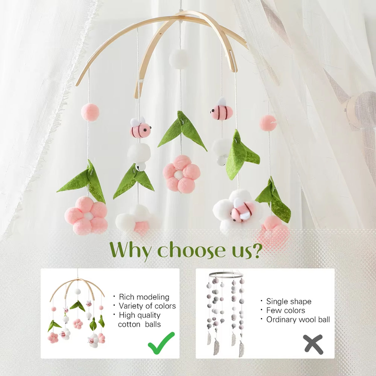 Jessruly® Boho Bee Flower Nursery Decor Soothe Toy
