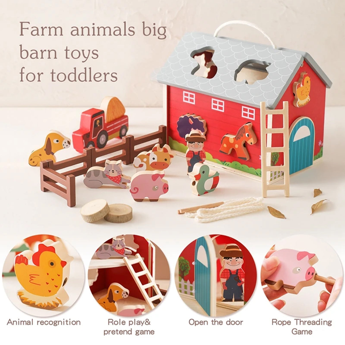 Jessruly® Montessori Wooden Farm Puzzle
