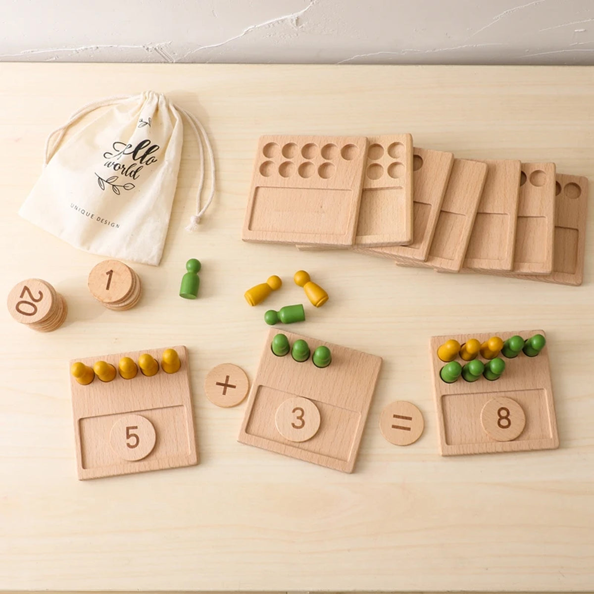 Jessruly® Montessori Math Peg Board Set – Wooden Counting Ruler & Educational Coin Matching Kit
