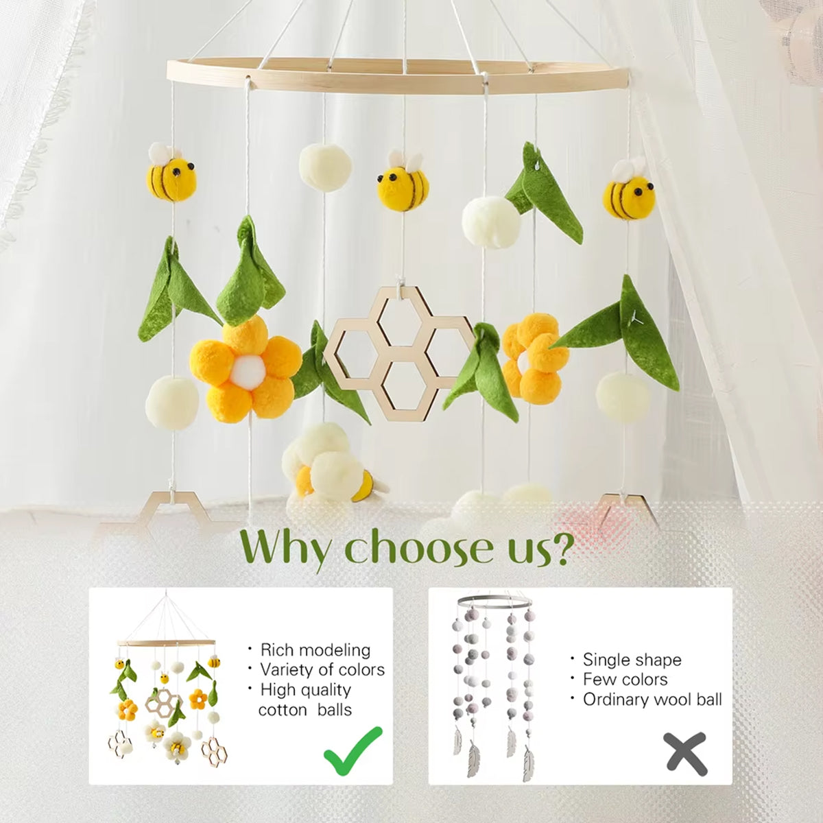 Jessruly® Boho Bee Flower Nursery Decor Soothe Toy