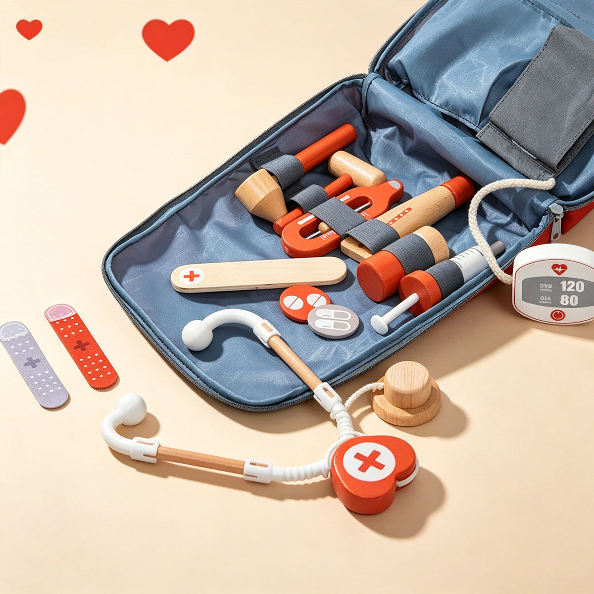 Jessruly® Wooden Pretend Play Red Doctor’s Kit