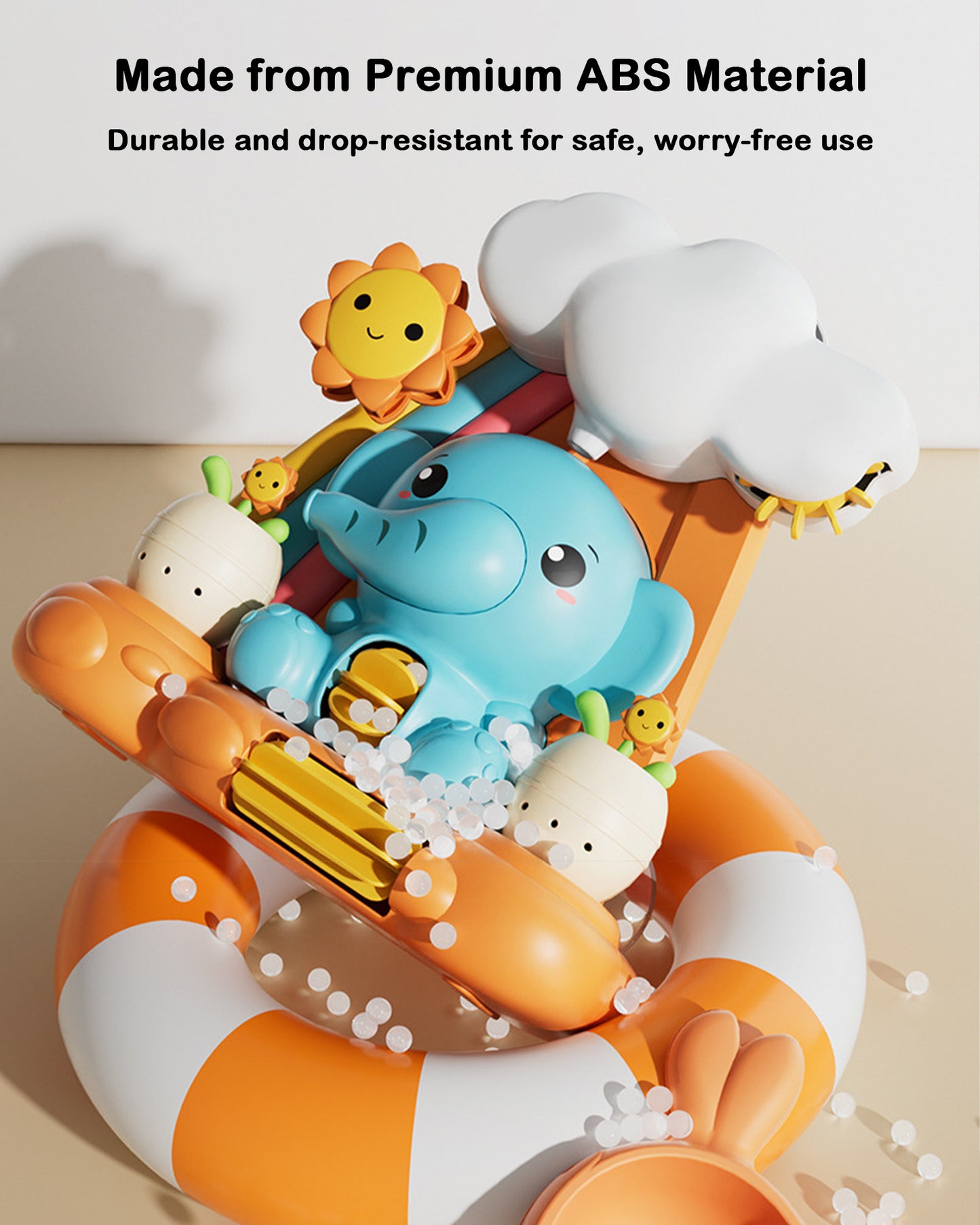 Jessruly® Jouets de bain éléphant – Ensemble de jeu d'eau amusant pour l'heure du bain, jouets de baignoire en plastique ABS sans moisissure avec des bords lisses et sûrs
