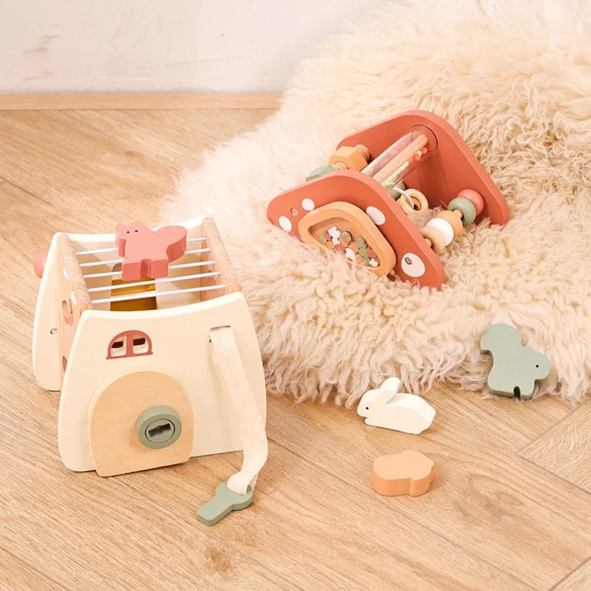 Jessruly® Wooden Activity Cube – Montessori Shape Sorter & Noah’s Ark Toy, Multi