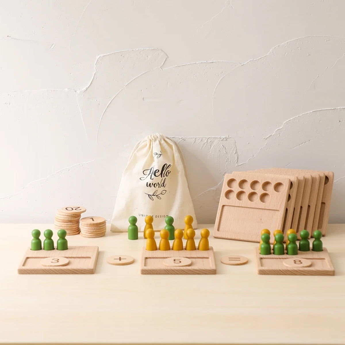 Jessruly® Montessori Math Peg Board Set – Wooden Counting Ruler & Educational Coin Matching Kit