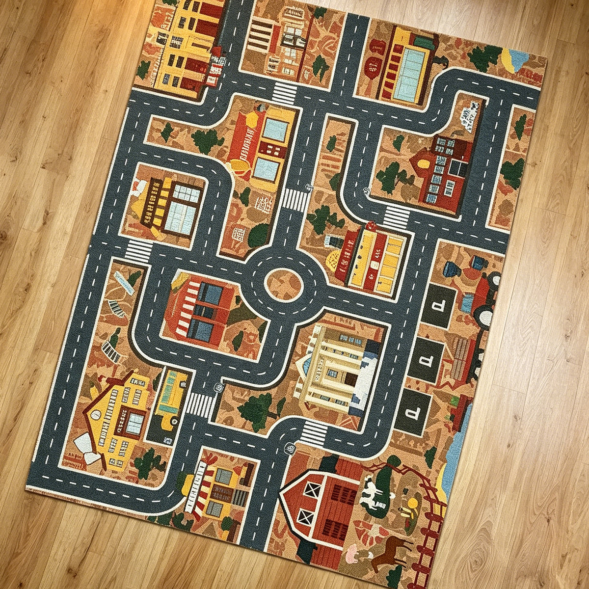 Jessruly® Extra-Large Car Rug Play Mat – City Road, World Map & Magic Forest Design