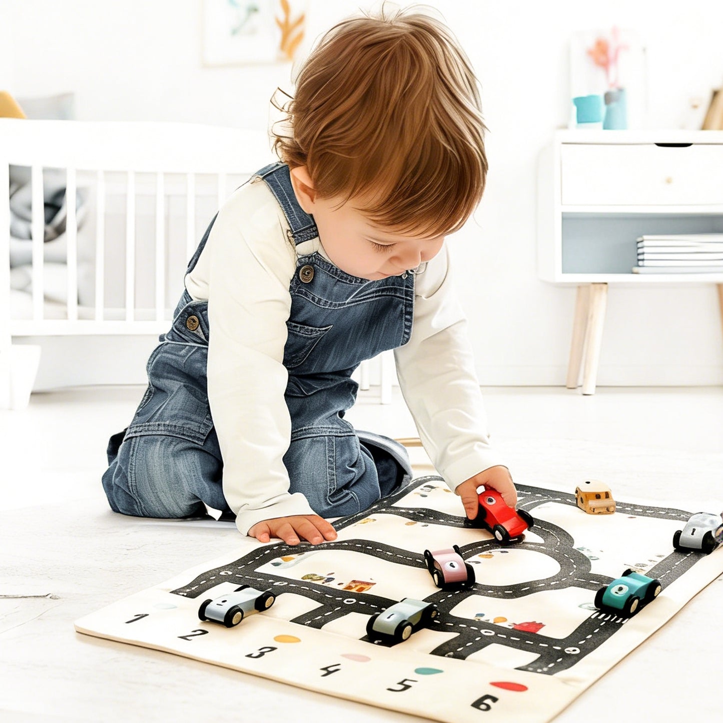 Jessruly® 5Tayo The Little Bus Play Set – Interactive Road Map Mat with Wooden Cars, Traffic Themed Pretend Play & Educational Learning Toy
