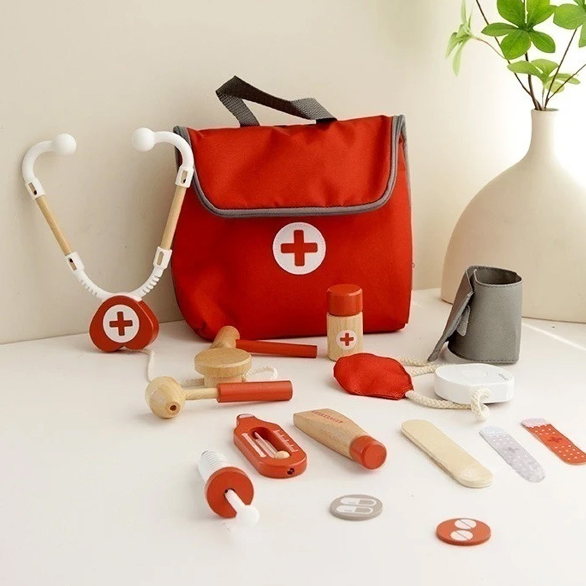 Jessruly® Wooden Pretend Play Red Doctor’s Kit