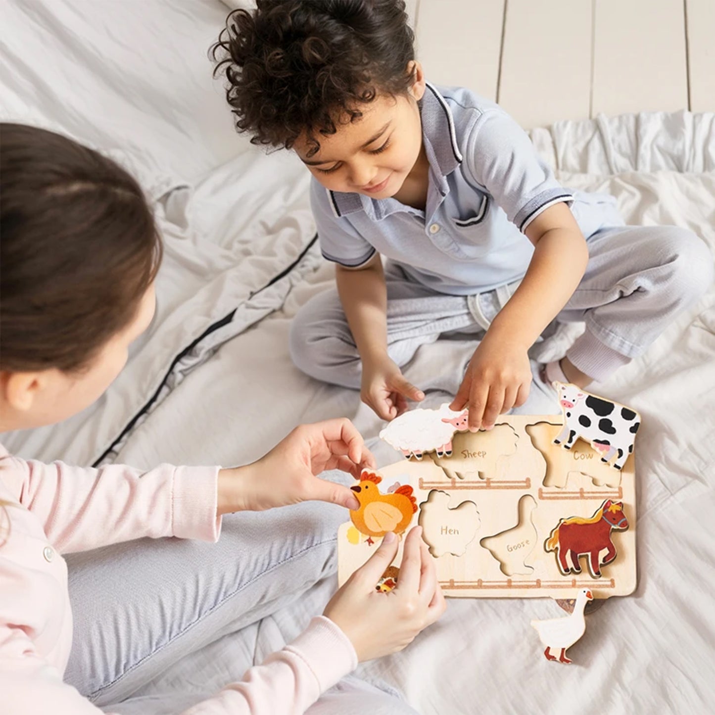 Jessruly® Wooden Vehicle Puzzle Set – Montessori-Inspired Learning Toy with Cars & Trucks, Early Cognitive Development Puzzle for Shape & Color Recognition