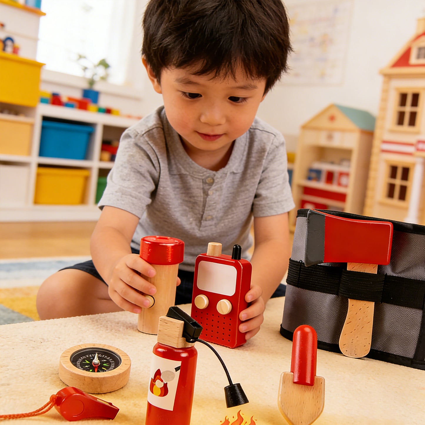 Jessruly® Firefighter Play Belt Set – Premium Rescue Pretend Play Kit with Adjustable Belt, Realistic Firefighter Tools for Imaginative Role-Play & Skill Development