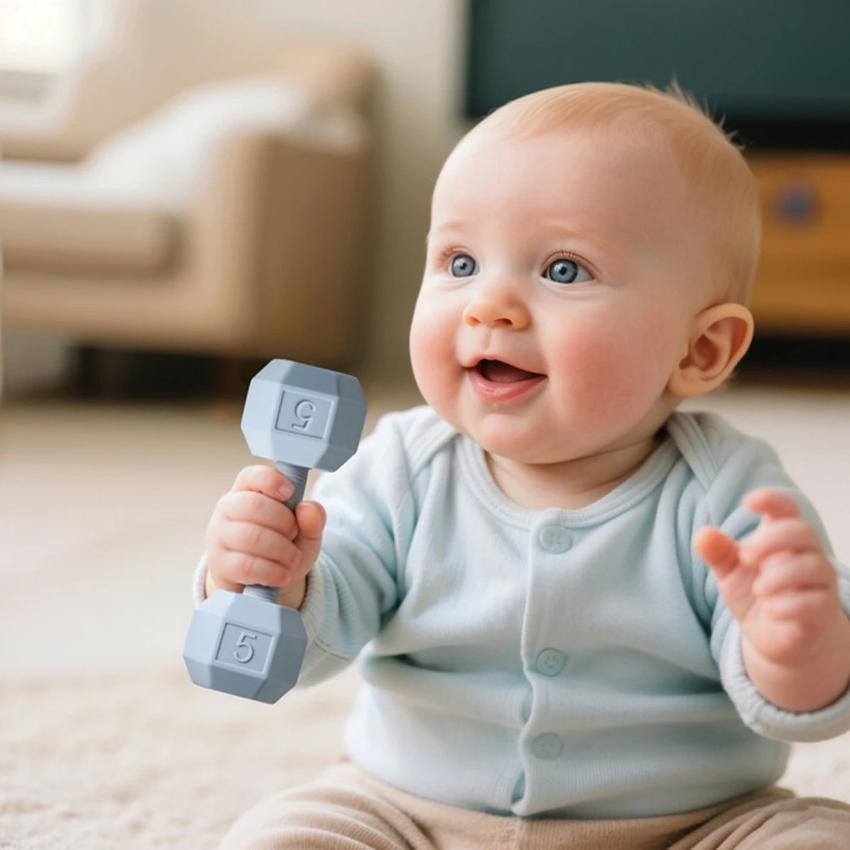 Jessruly® Silicone Chewing Dumbbell Teether & Rattle